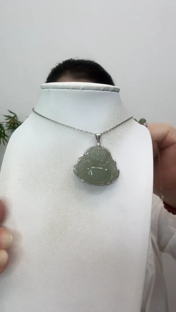 翡翠银S925镶嵌吊坠(赠链)冰佛