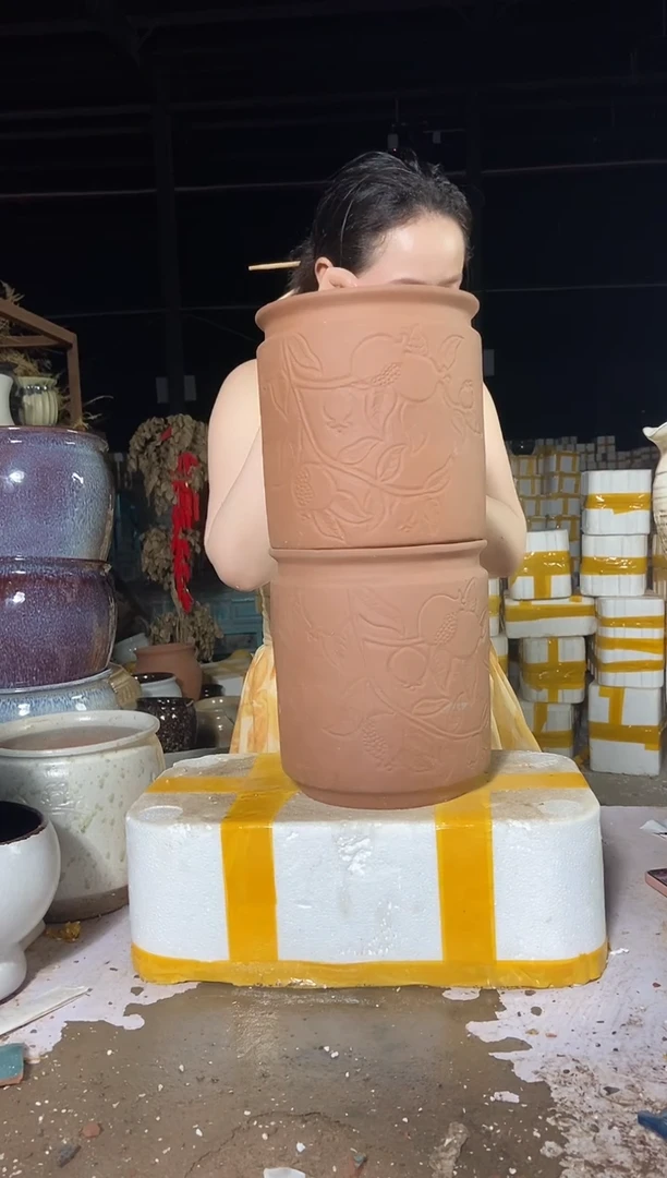 宜兴紫砂花盆盆21*23红陶