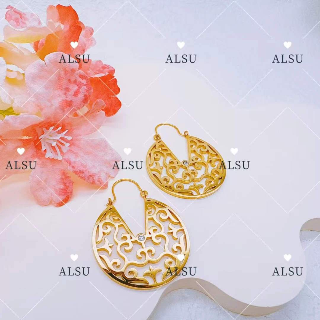 合金锆石耳饰 ALSU原创经典民族风耳环百搭简约气质时尚轻奢小众