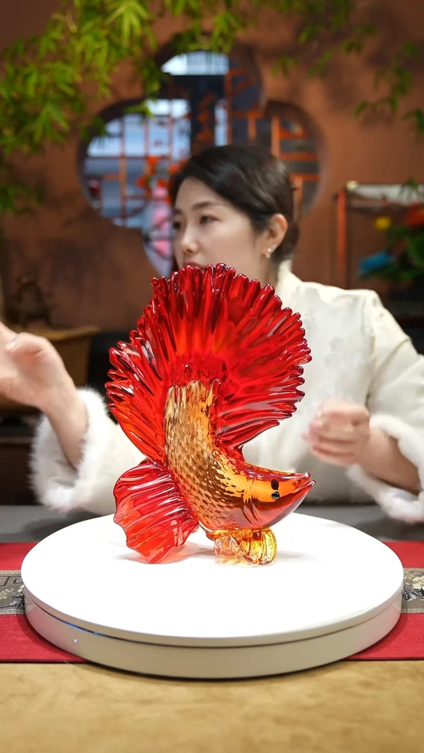 【闪购商品】琉璃手工艺品红色斗鱼
