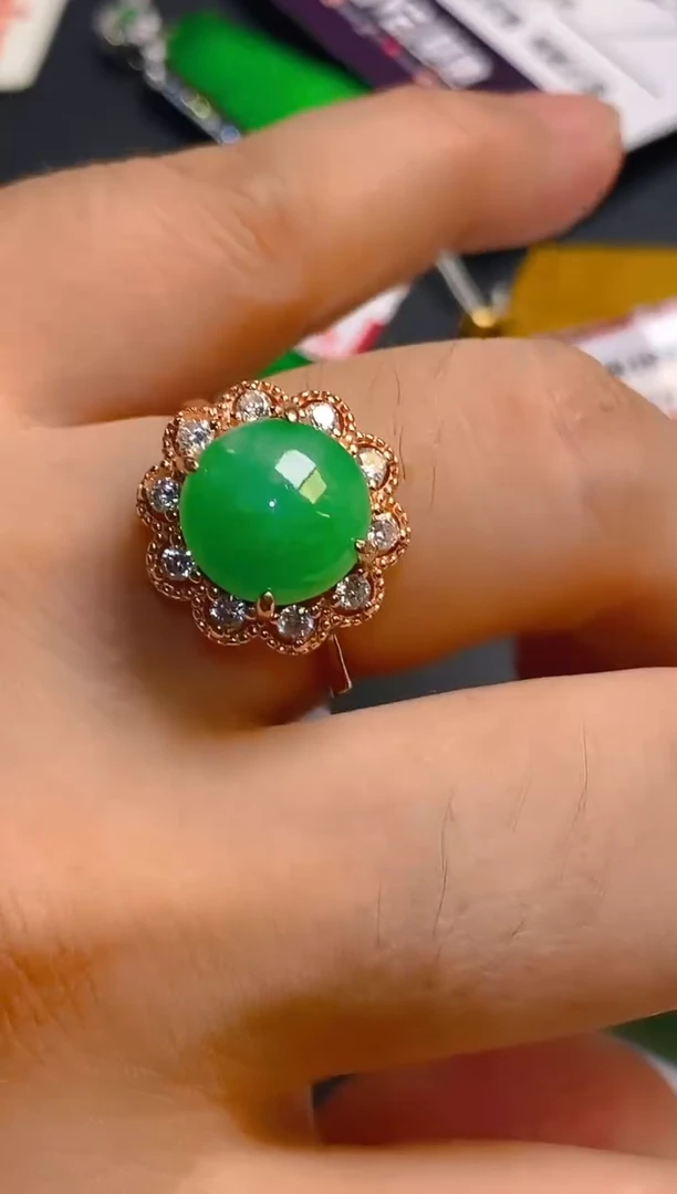 翡翠银S925镶嵌耳饰天然