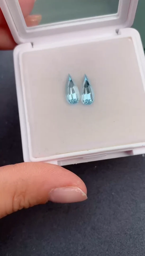 【闪购商品】海蓝宝石裸石未镶嵌3.6ct海蓝宝配对