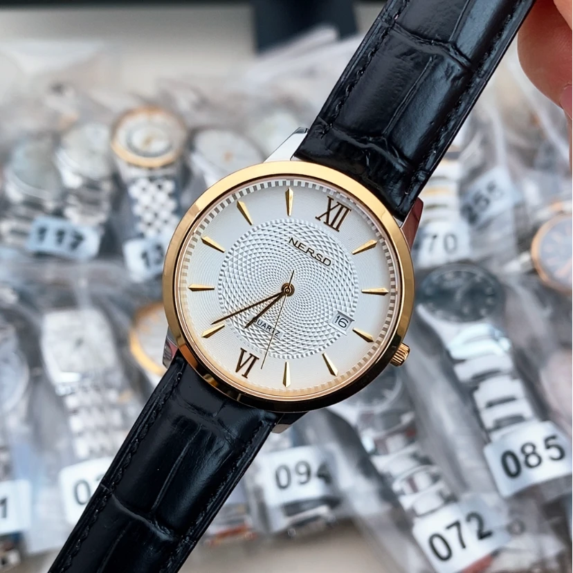 NERSD/耐尔斯顿进口机芯石英表黑皮带男表单历间金色撤柜少量现货