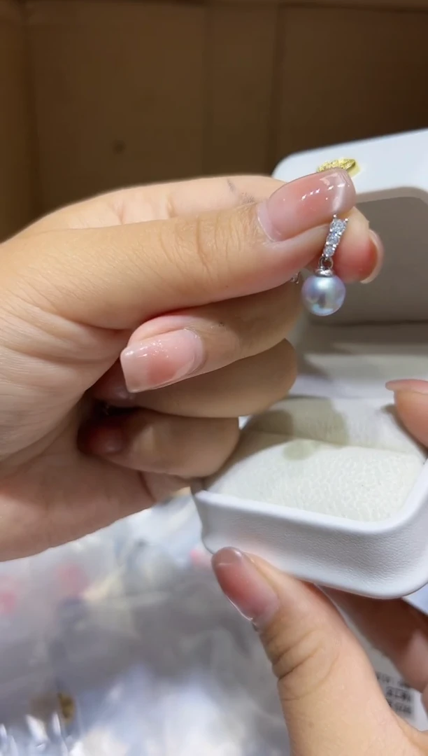 银S925镶嵌海水珍珠吊坠43