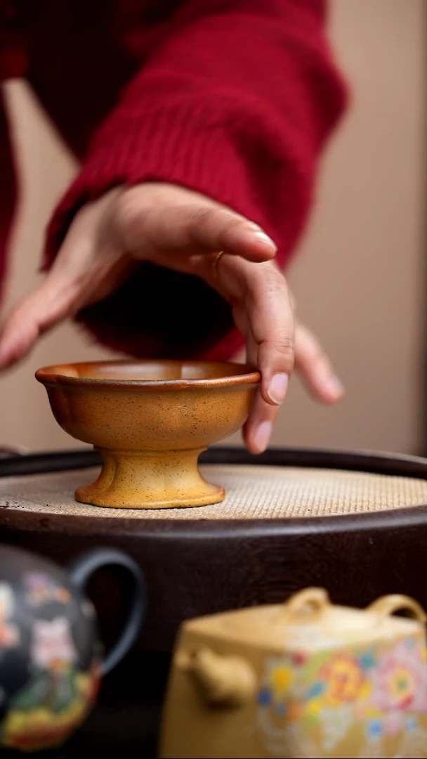 茶壶紫砂柴烧梅花高脚杯