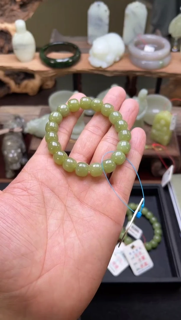 【闪购商品】和田玉手串未镶嵌卡11若羌青黄口老型 多样性发一