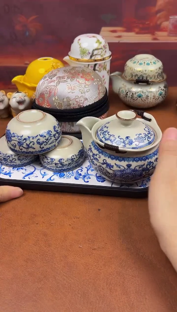 陶瓷茶具摆件旅行套组