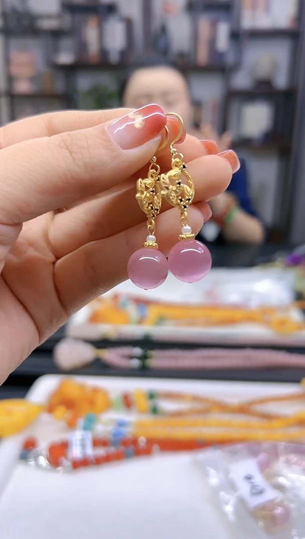 【闪购商品】碧玺猫眼耳饰14K金镶嵌E716