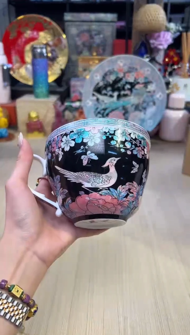 57灵羽和鸣带盖早餐杯-黑色