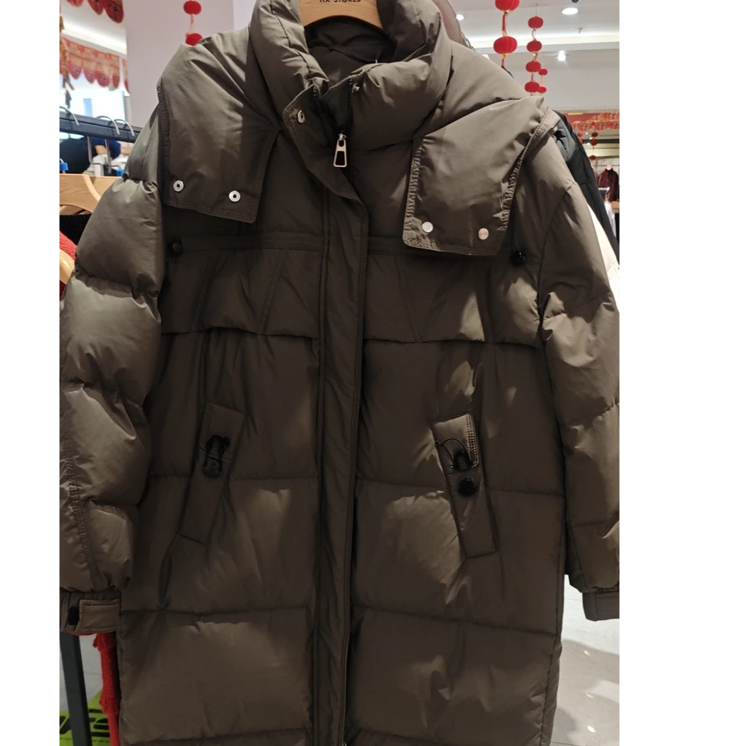 【江油恒宣】C66590时尚休闲女士百搭中长款加厚冬季连帽女款外套