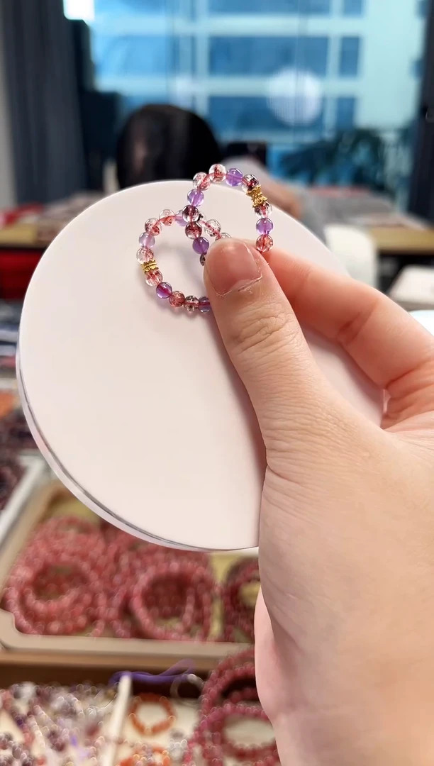 未镶嵌手串水晶金草莓超七戒圈4mm【多样式发货】