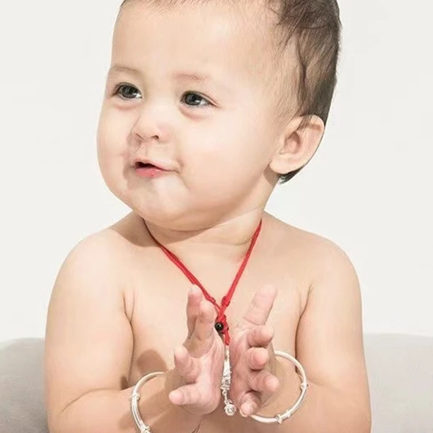 足银手镯 宝宝银手镯 脚镯一对 。客户转派