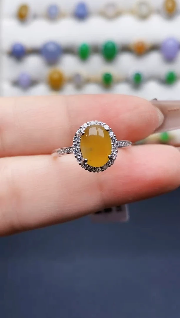 银S925镶嵌戒指翡翠-*1107