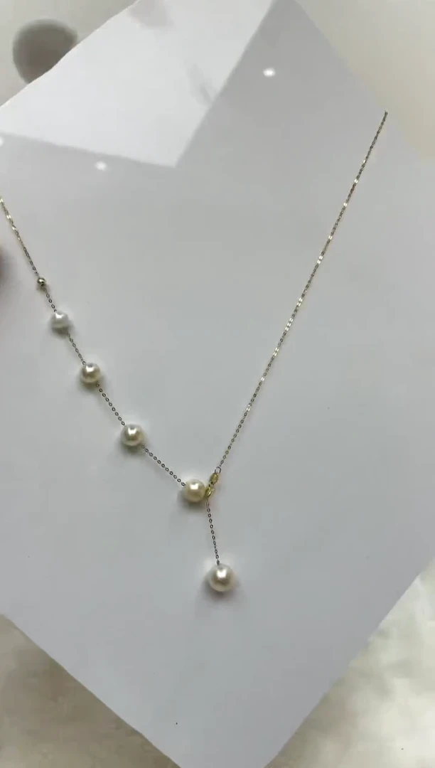 颈饰18K金镶嵌海水珍珠5-8