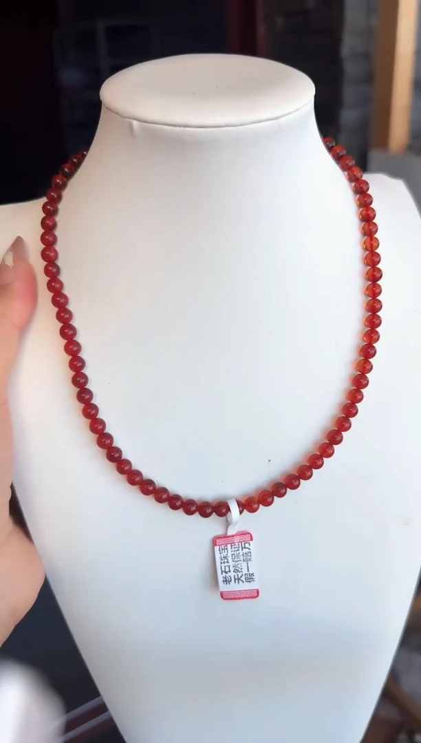 琥珀颈饰未镶嵌#22缅甸琥珀血珀妈妈链6mm