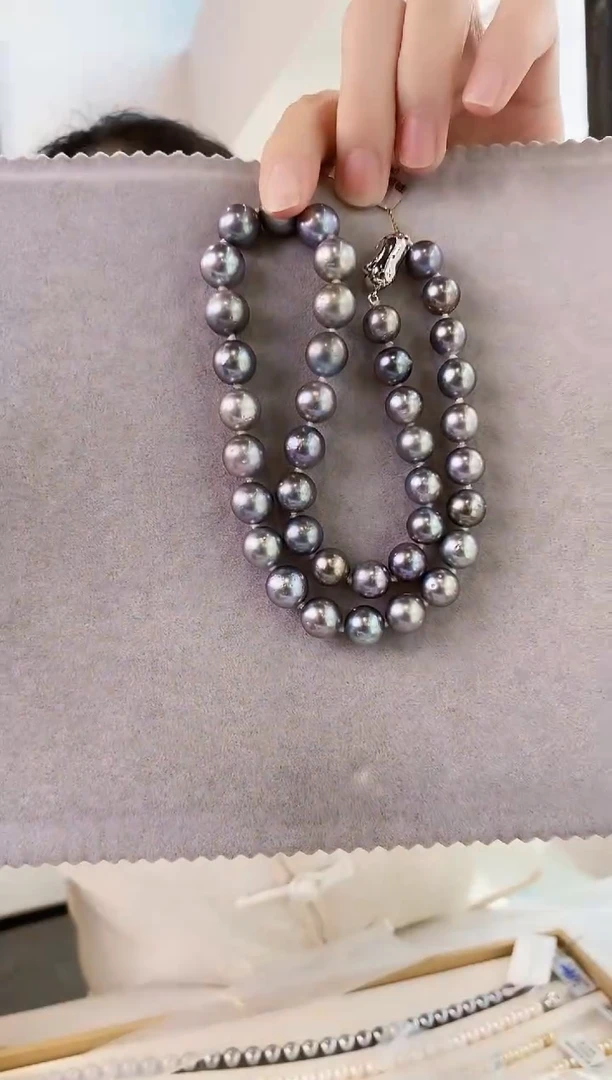 项链未镶嵌海水珍珠9-11大溪地黑珍珠项链