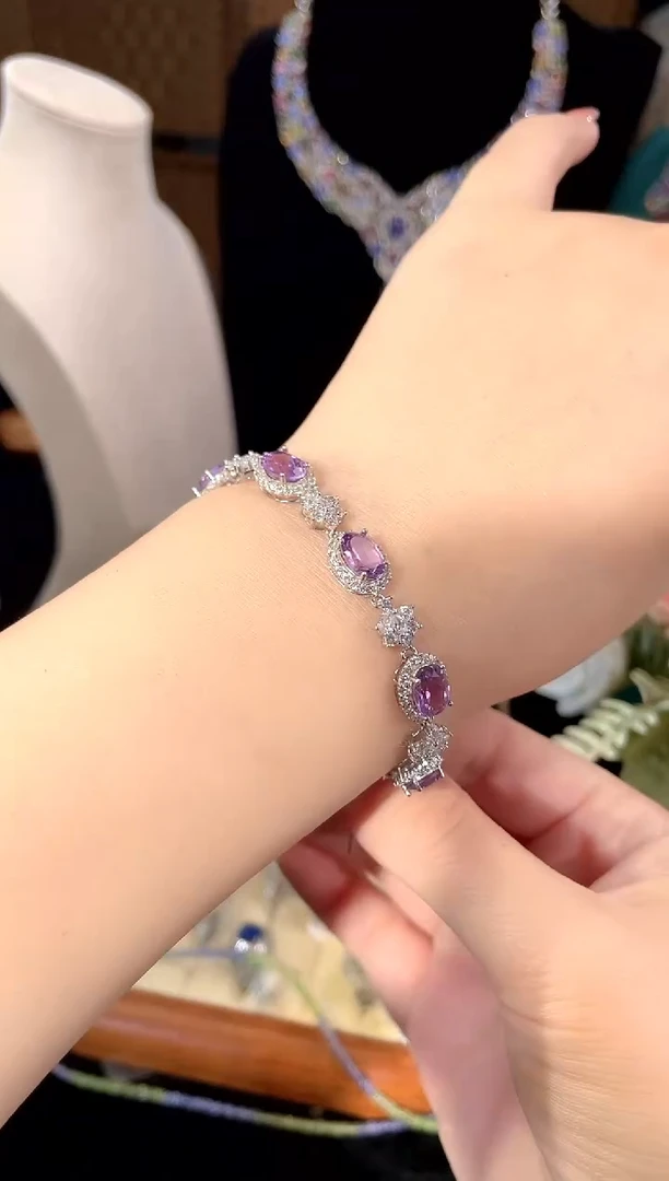 水晶手链银S925镶嵌手链