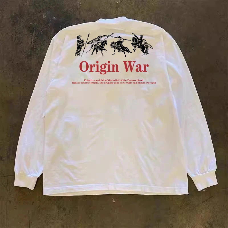 260克重磅！圆领长袖上衣美斯巴达美式休闲收口T恤男宽松打底衫