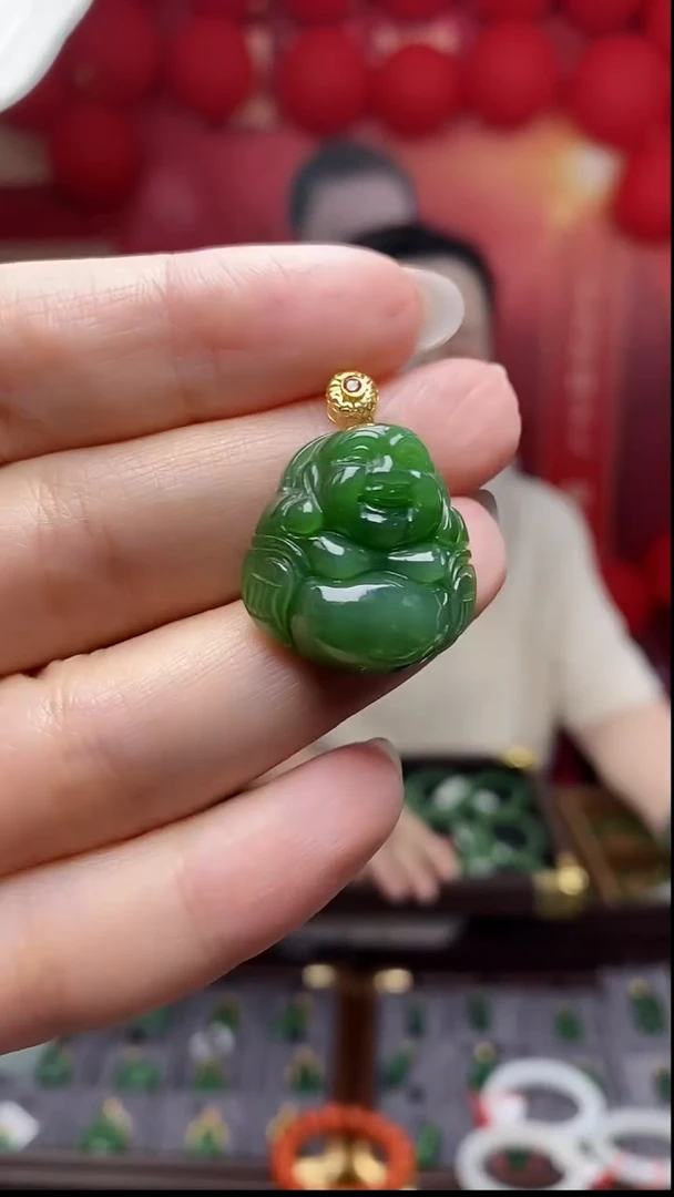 吊坠(不含链)18K金镶嵌和田玉DZ2914
