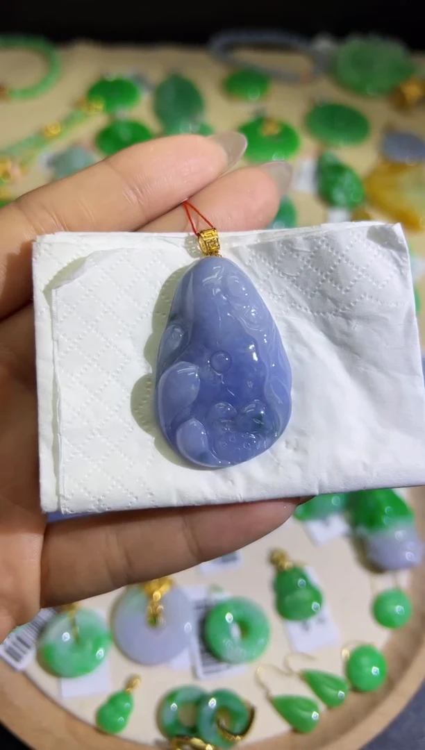 【闪购商品】翡翠颈饰18K金镶嵌Q缅料A货翡翠/支持复检/一件