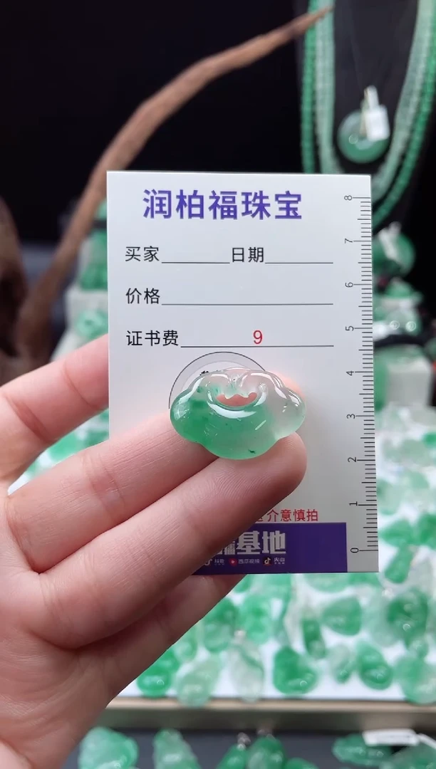吊坠(赠链)未镶嵌石英质玉（非洲翠）15.151祥云锁
