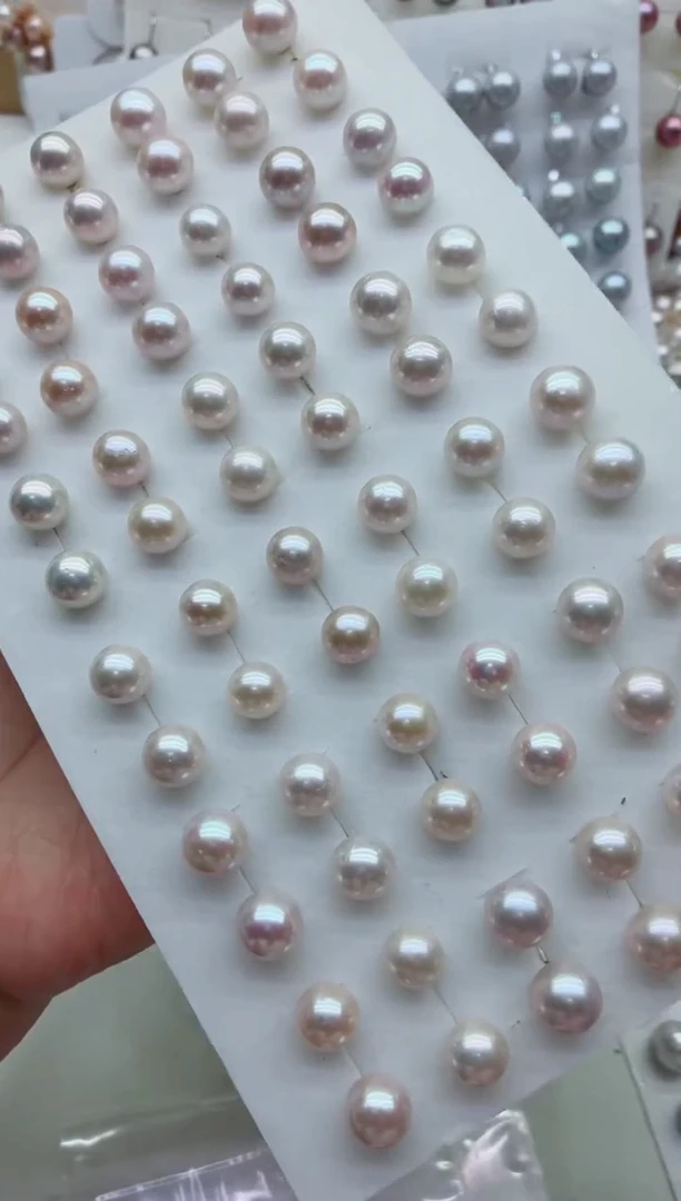 银S925镶嵌淡水珍珠耳钉多样性发其一，非无暇