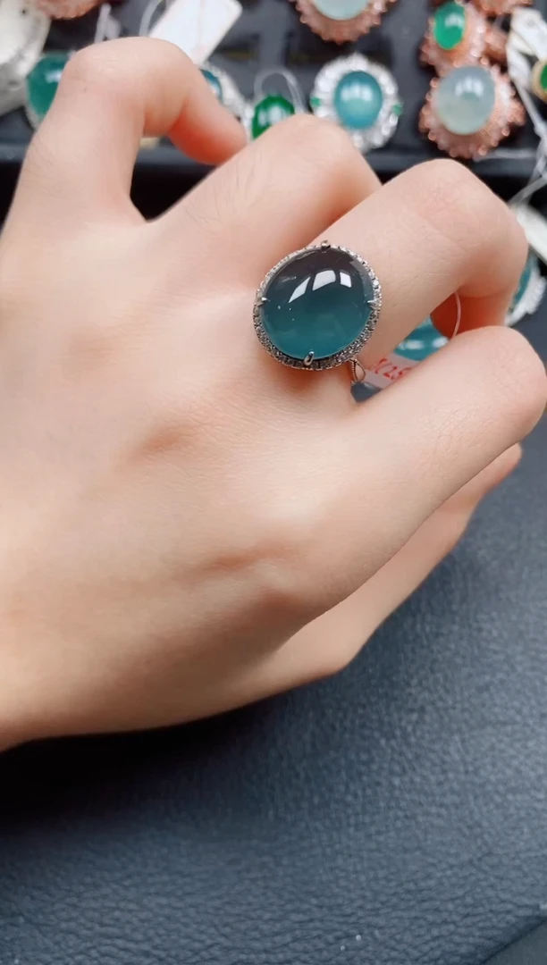 银S925镶嵌戒指翡翠翡翠
