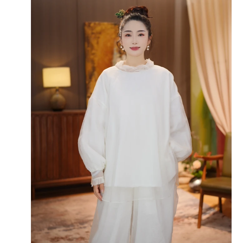 彬壹冉-内搭原创设计冬季保暖桑蚕丝加棉上衣秋冬打底白色长袖