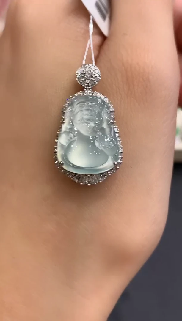 吊坠(不含链)18K金镶嵌翡翠a168