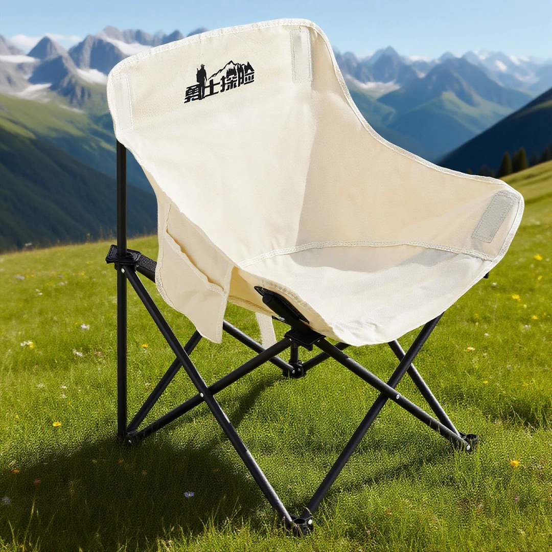 U型低背加大可折叠户外月亮椅舒适便携成人靠背露营野餐椅椅子