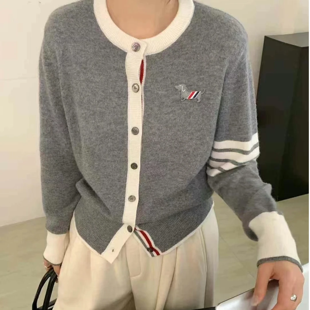 CHANEE惠惠 2025欧若风早春长袖网红时尚TB风百搭圆领拼色针织衫