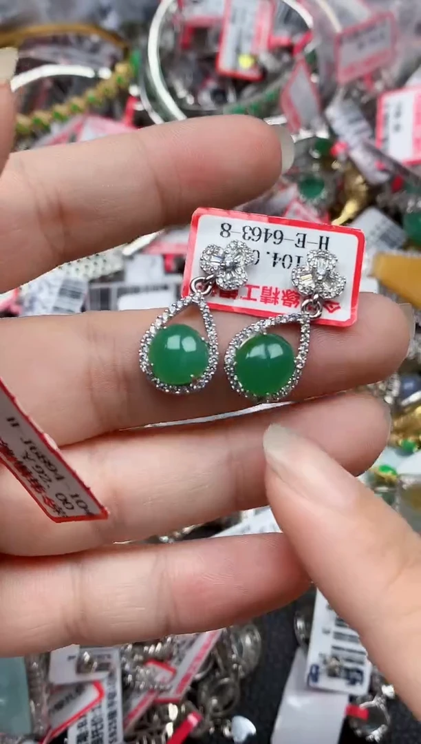 银S925镶嵌戒指翡翠天然A货缅甸翡翠