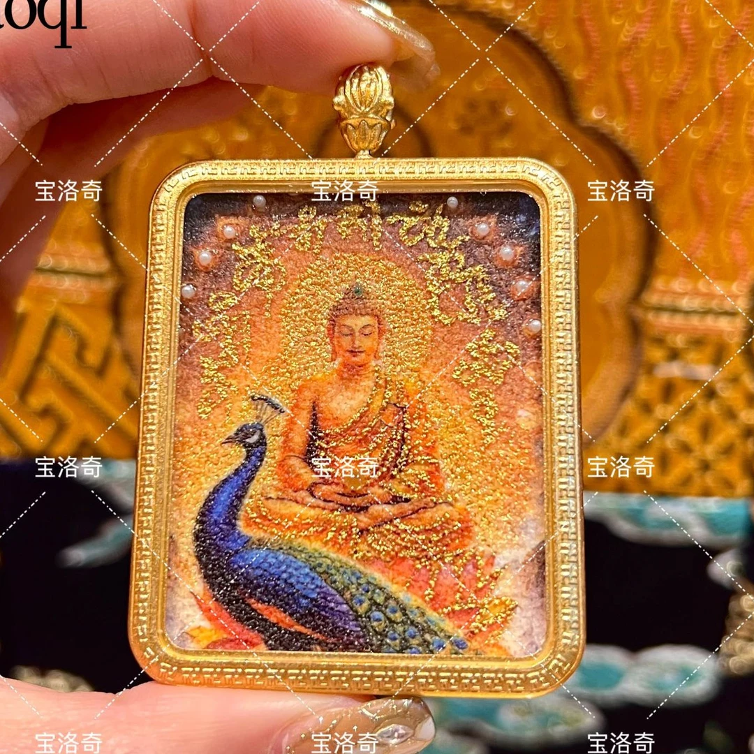 宝洛奇BLQTK-034 孔雀金身心经释迦摩尼全身相FF令手工砂双面唐卡