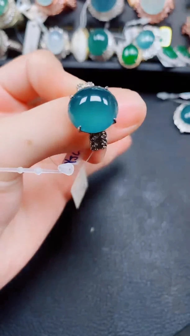 银S925镶嵌戒指翡翠翡翠