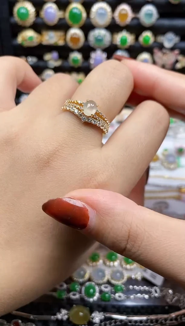 银S925镶嵌戒指翡翠7628