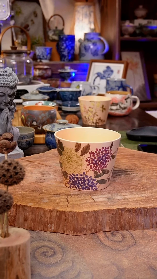 杯子绣球花手工手绘手工手绘