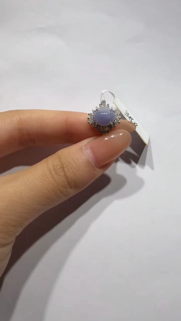 银S925镶嵌戒指翡翠925银镶缅甸A货翡翠戒指