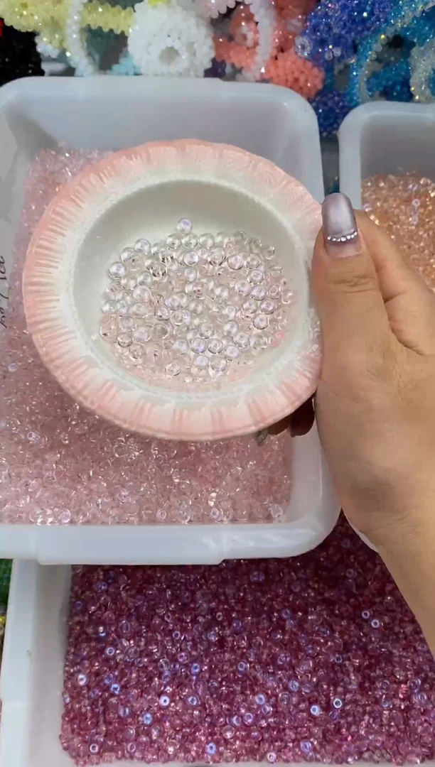 玻璃0415卡6算盘珠透150颗少女粉