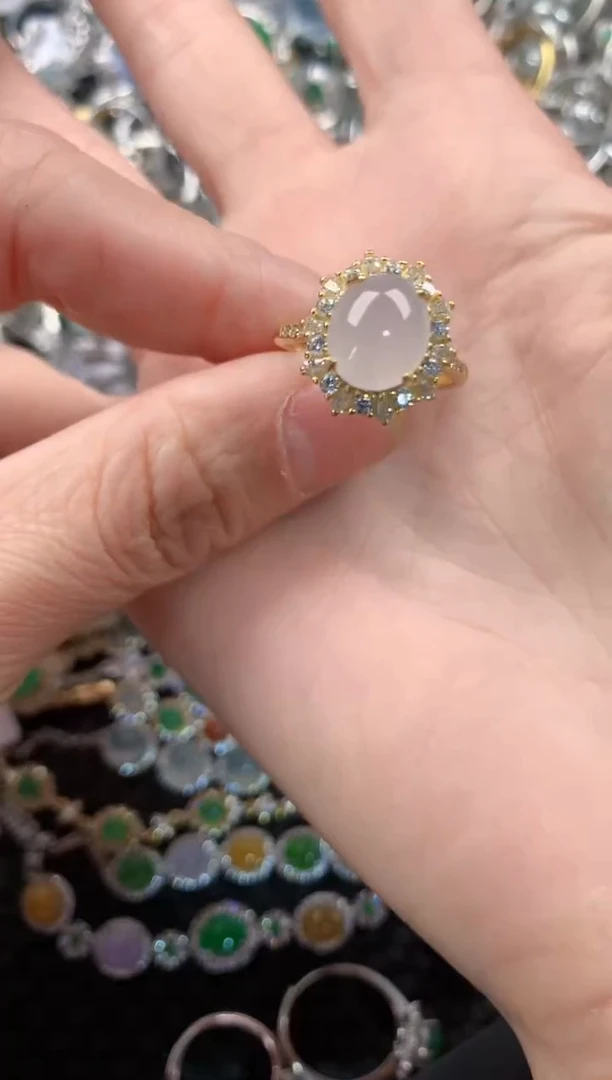 银S925镶嵌戒指翡翠444   5