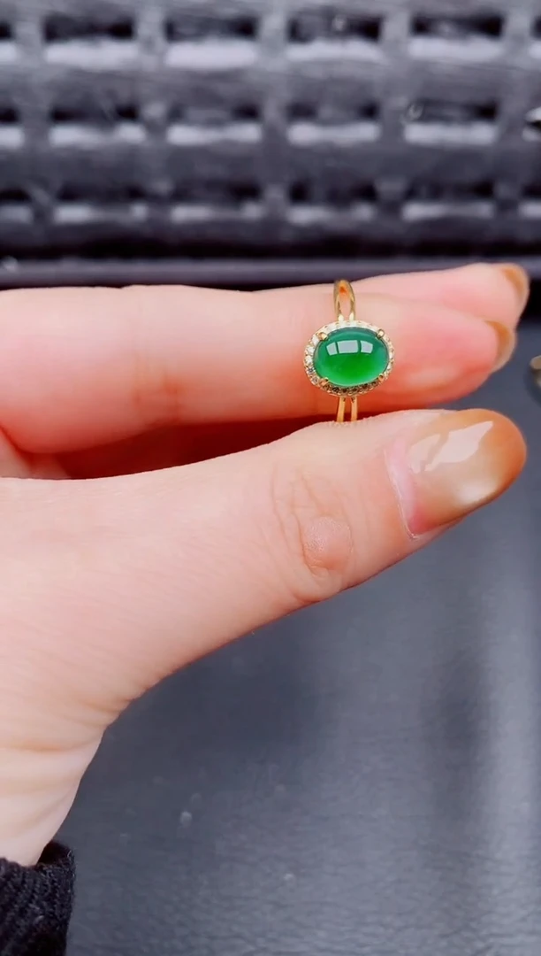 【闪购商品】翡翠戒指银S925镶嵌天然a货翡翠500