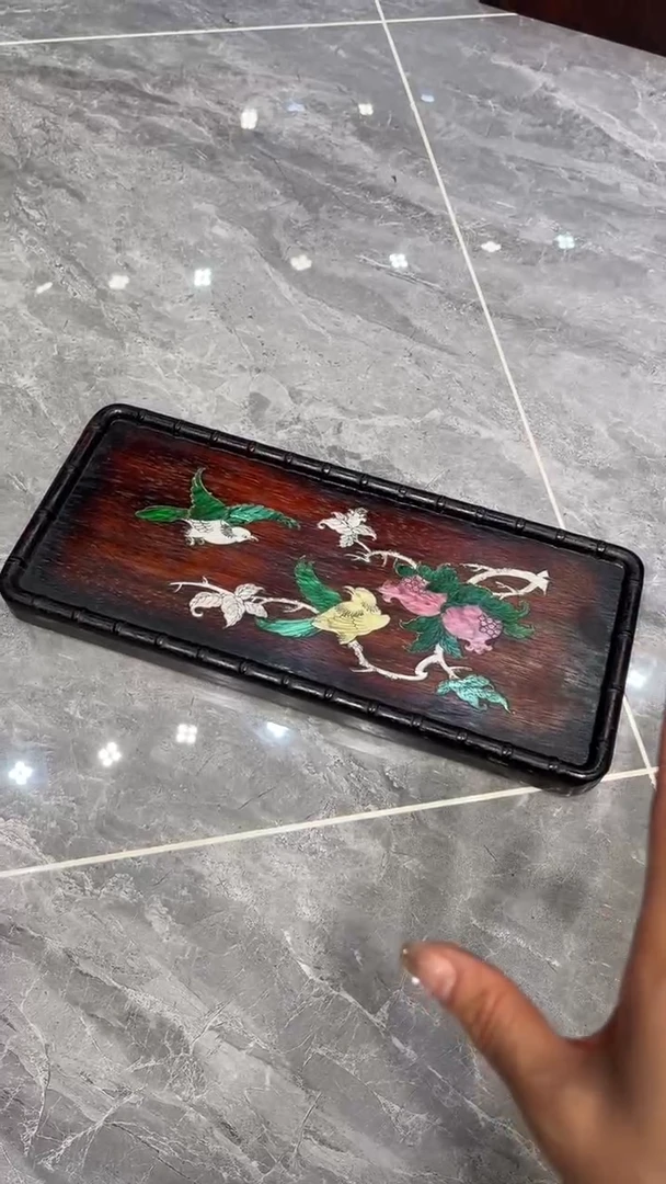 木花开富贵长茶盘