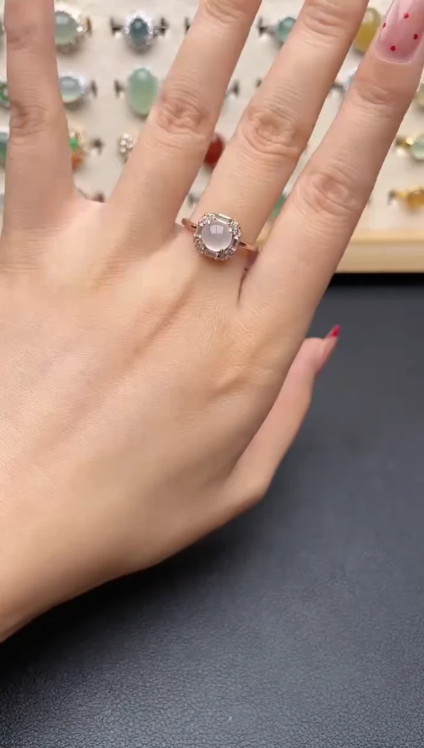 【闪购商品】翡翠戒指银S925镶嵌一物一证一礼盒