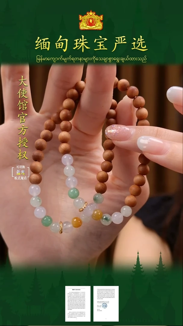 银S925镶嵌手链翡翠 缅甸珠宝严选ZLS多样性发其一