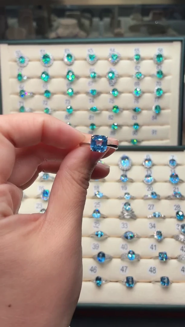 银S925镶嵌戒指海蓝宝石1