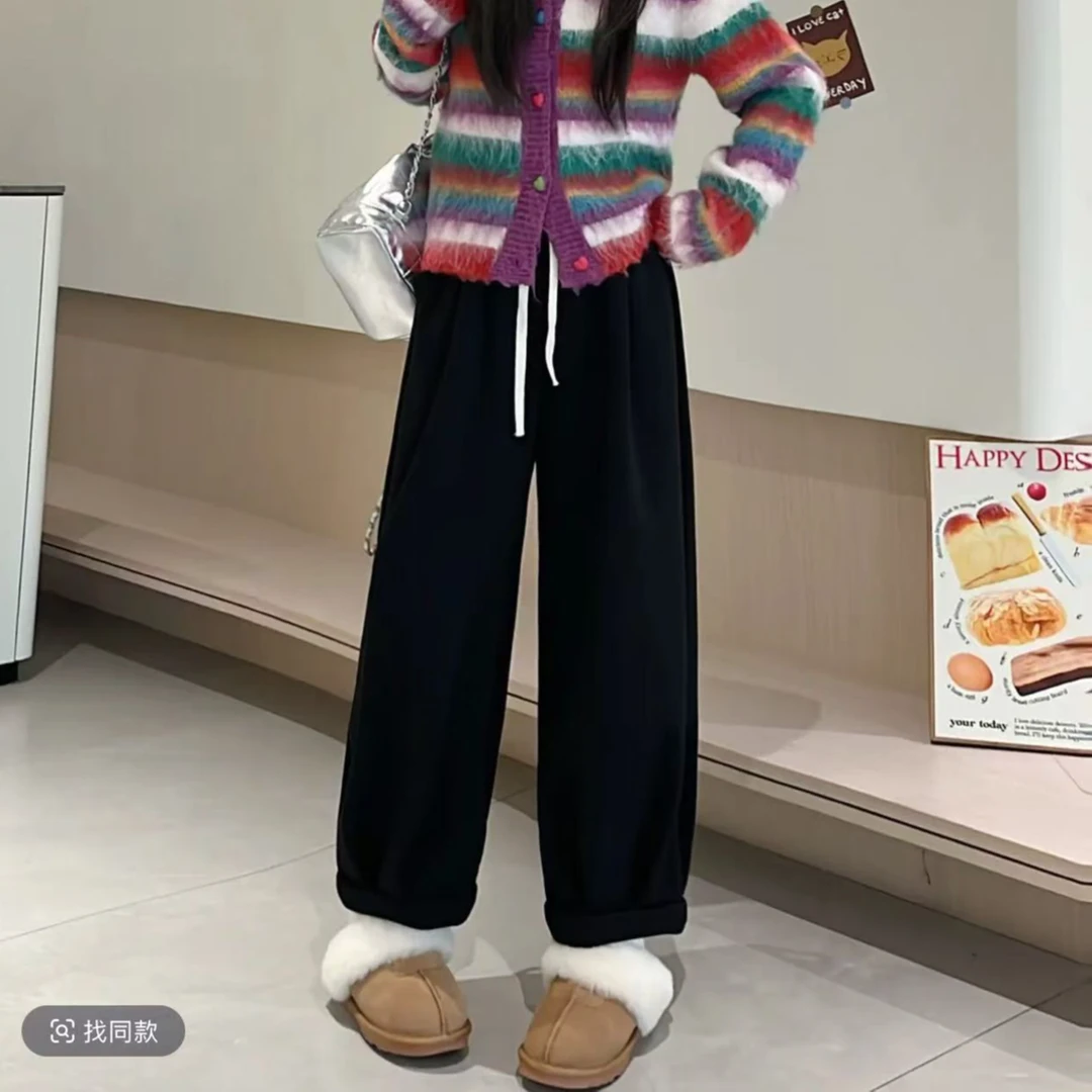 2025早春慵懒风哈伦裤卷边百搭韩版卫裤女高腰宽松显瘦休闲裤