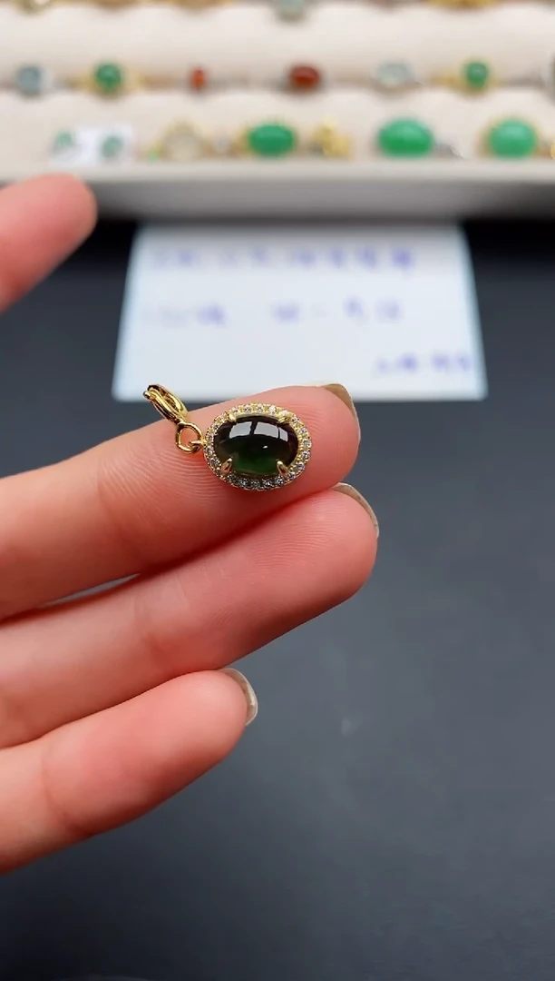 银S925镶嵌戒指翡翠666666+1