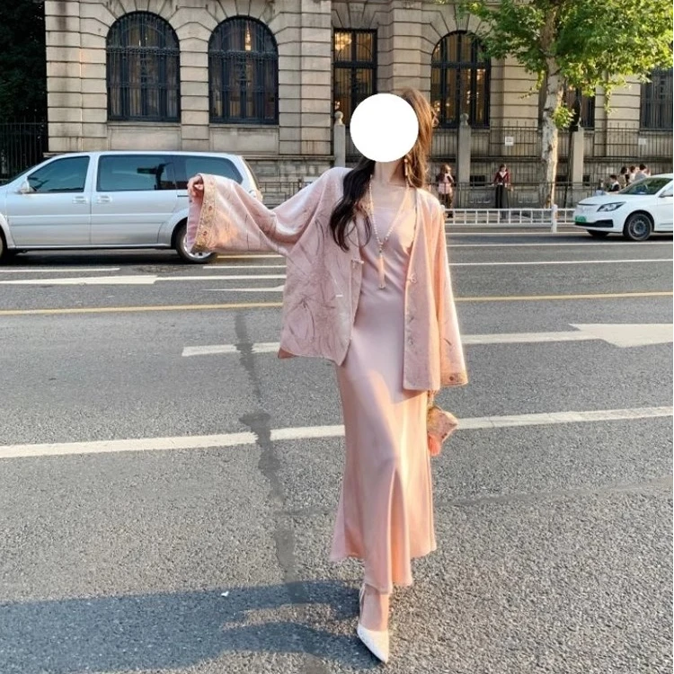 青闺令粉黛琉光新中式国风外套女春秋季新款气质中式女裙两件套