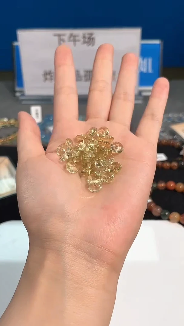 水晶手链未镶嵌53号利姆利亚黄水隔片三颗一对配件