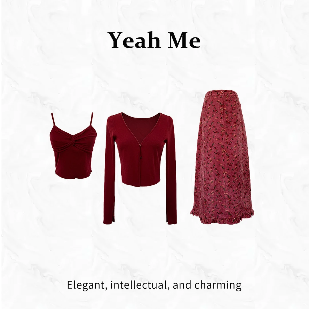 Yeah Me-【摩卡玫瑰】秋季新款红色连衣裙穿搭高级感半身裙显瘦套装