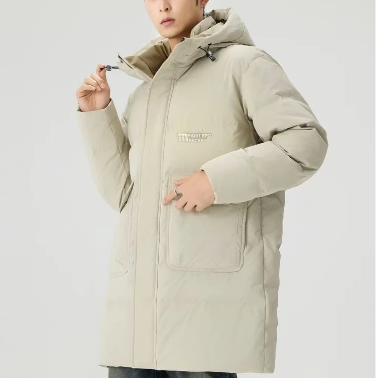 18808男士冬季新款连帽中长款保暖防寒服外套